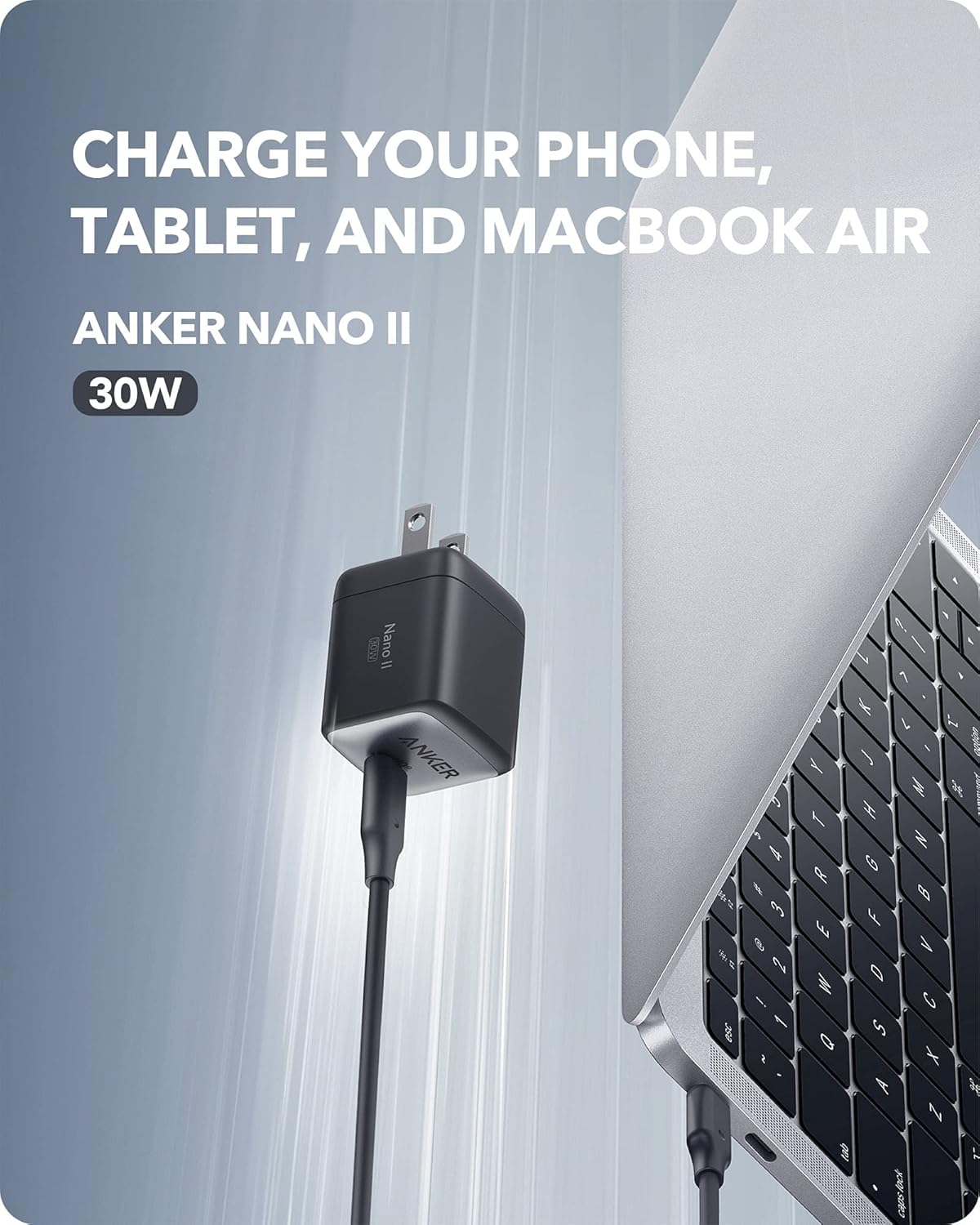 Adaptador de cargador rápido USB C Anker Nano II de 30 W