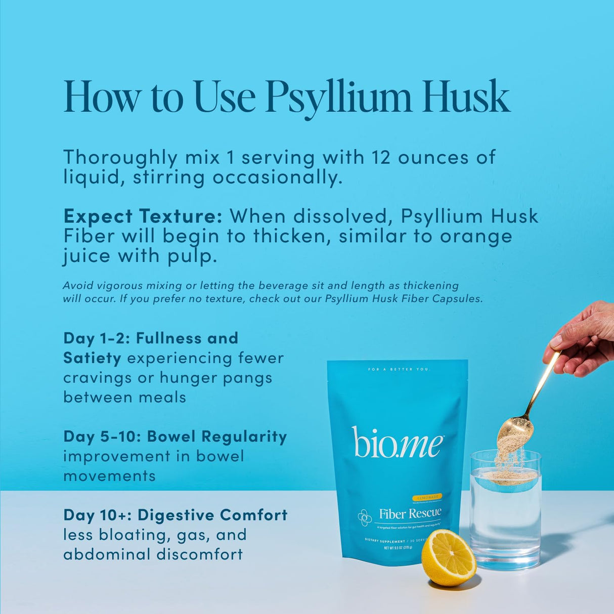 Psyllium Husk Fiber Rescue - Salud Digestiva, 30 Porciones