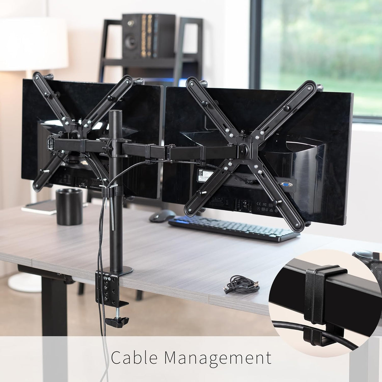 Soporte Doble para Monitor VIVO, Ajustable, STAND-V002VA