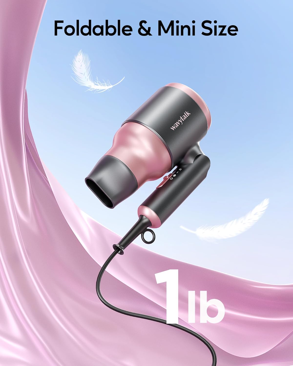 Secador de pelo portátil con difusor mini de pelo plegable