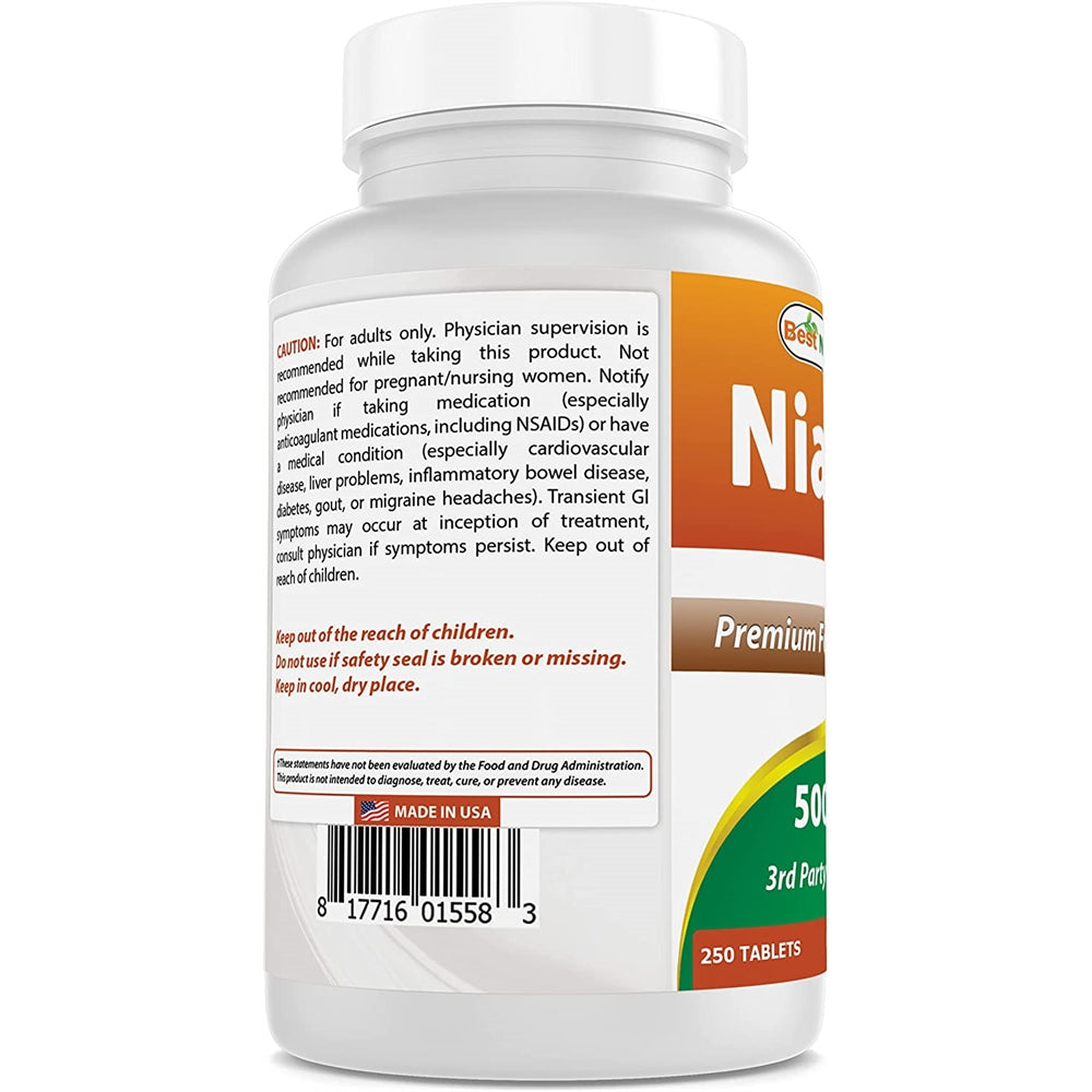 Suplemento Niacina 500 mg 250 comprimidos vitamina B3