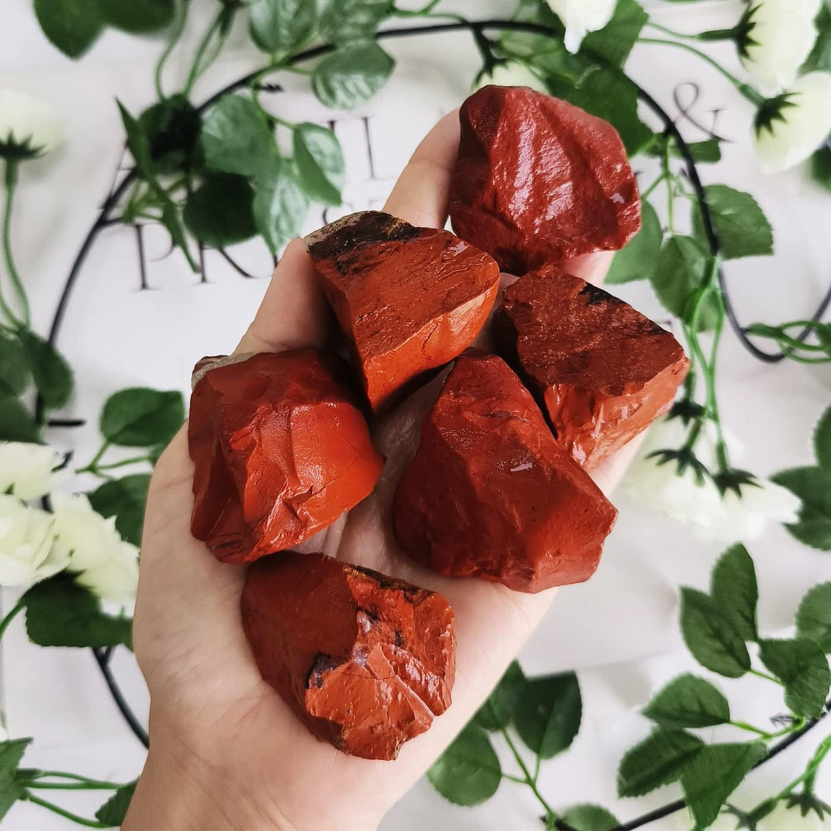 Cristales de jaspe rojo de 2 in, cristales crudos a granel