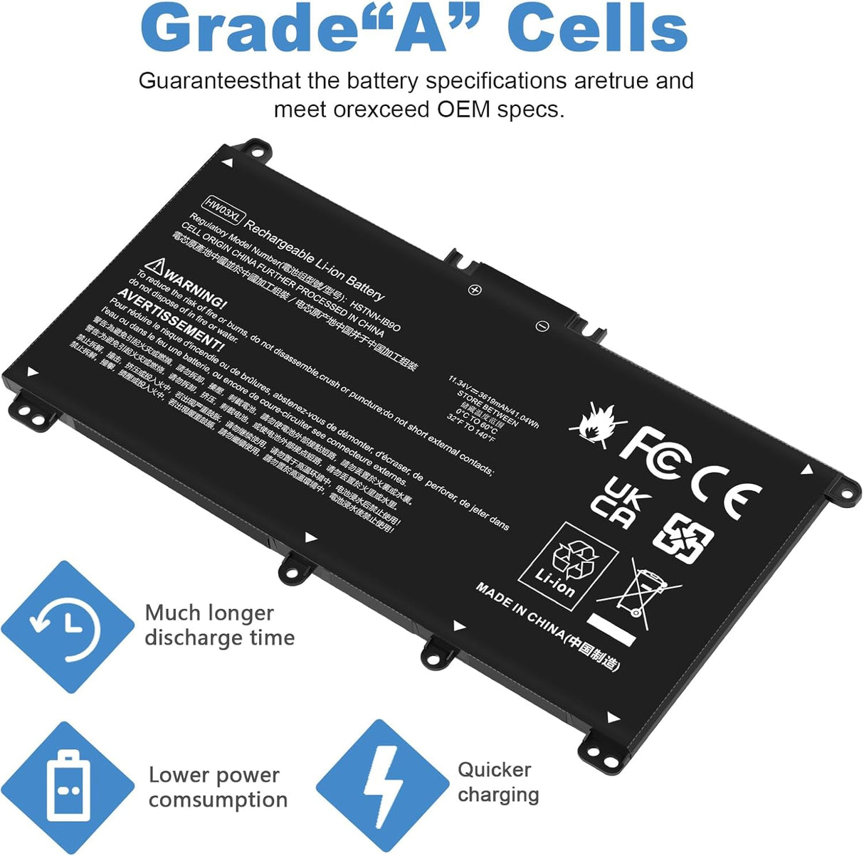 Batería Laptop HW03XL L97300-005 41.04Wh para Pavilion 15/17