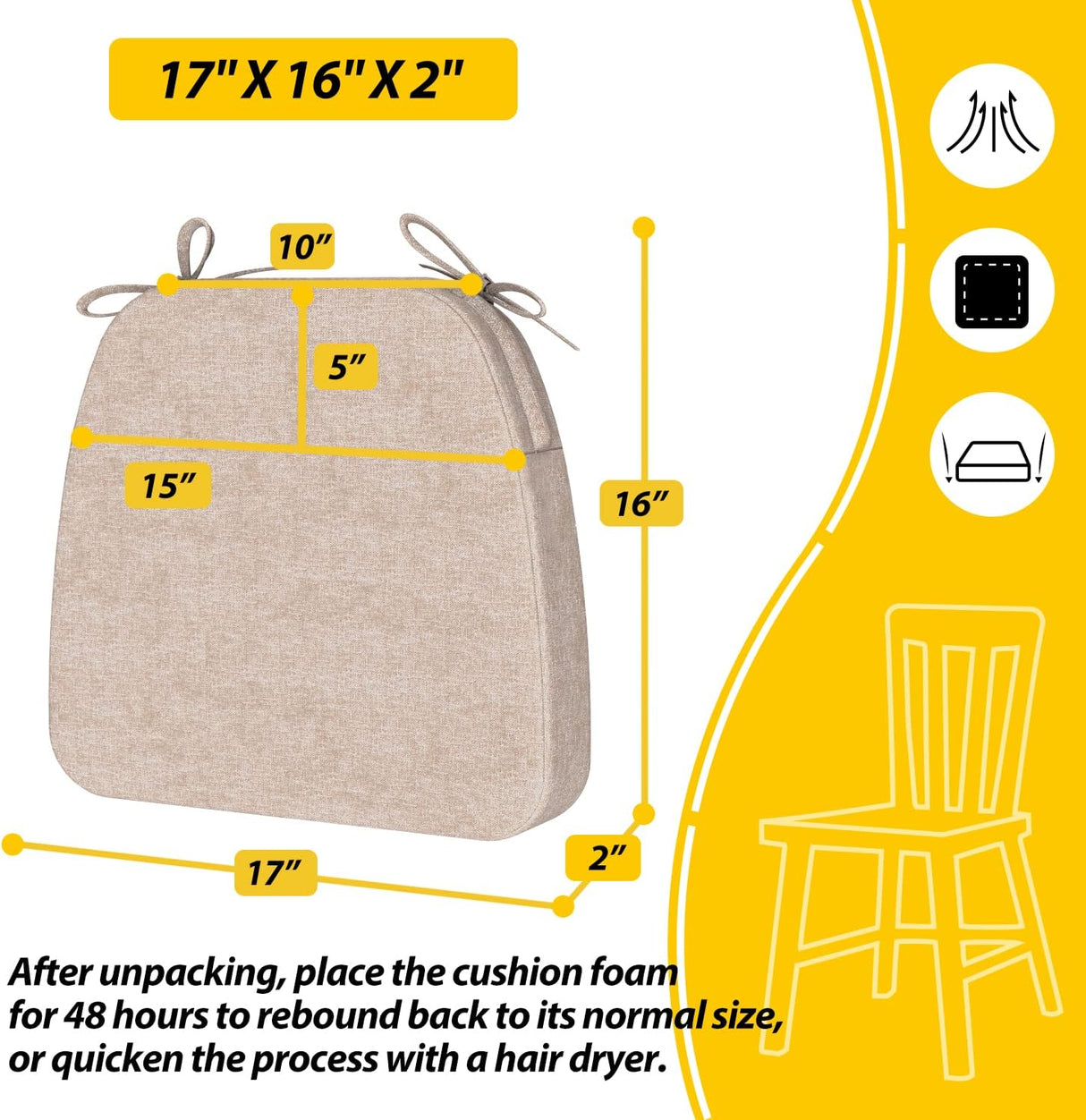 Cojines D-Shaped AAAAAcessories, 2'' gruesos, Set de 4