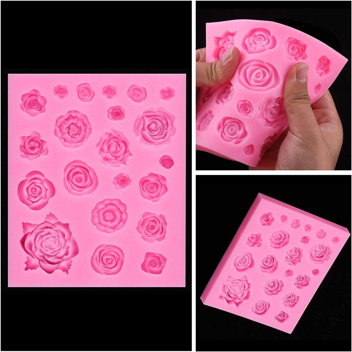 Tosnail Paquete de 3 moldes de silicona para fondant