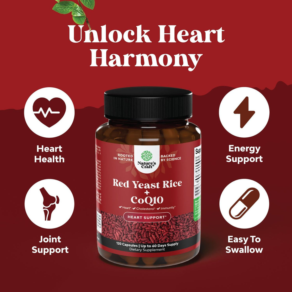 Suplemento Arroz de levadura roja con CoQ10 1200 mg 120u