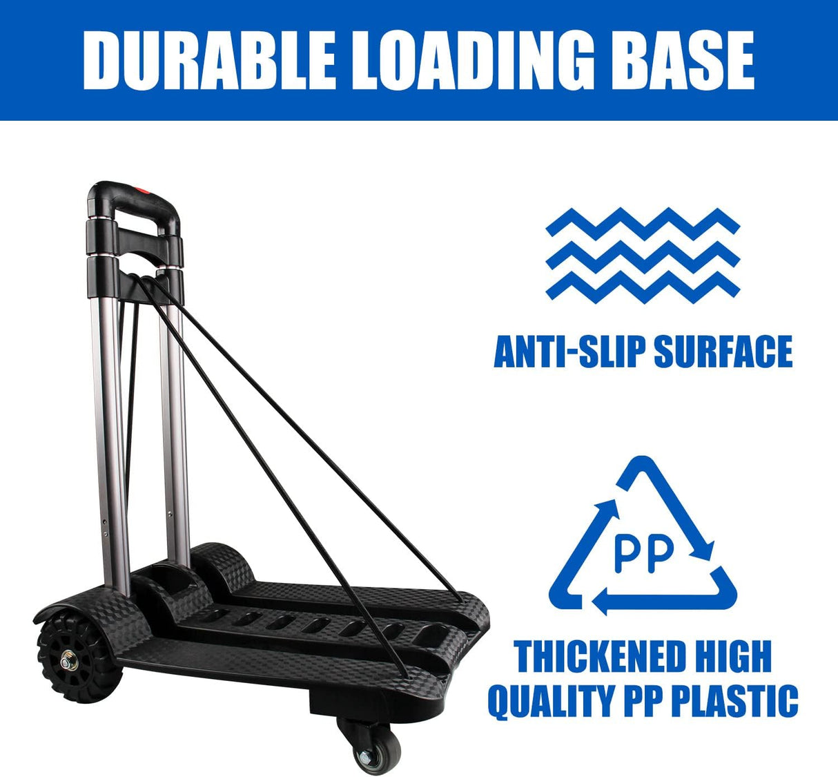 Carretilla Plegable, Carro de Carga 270 LB, Ruedas Giratorias