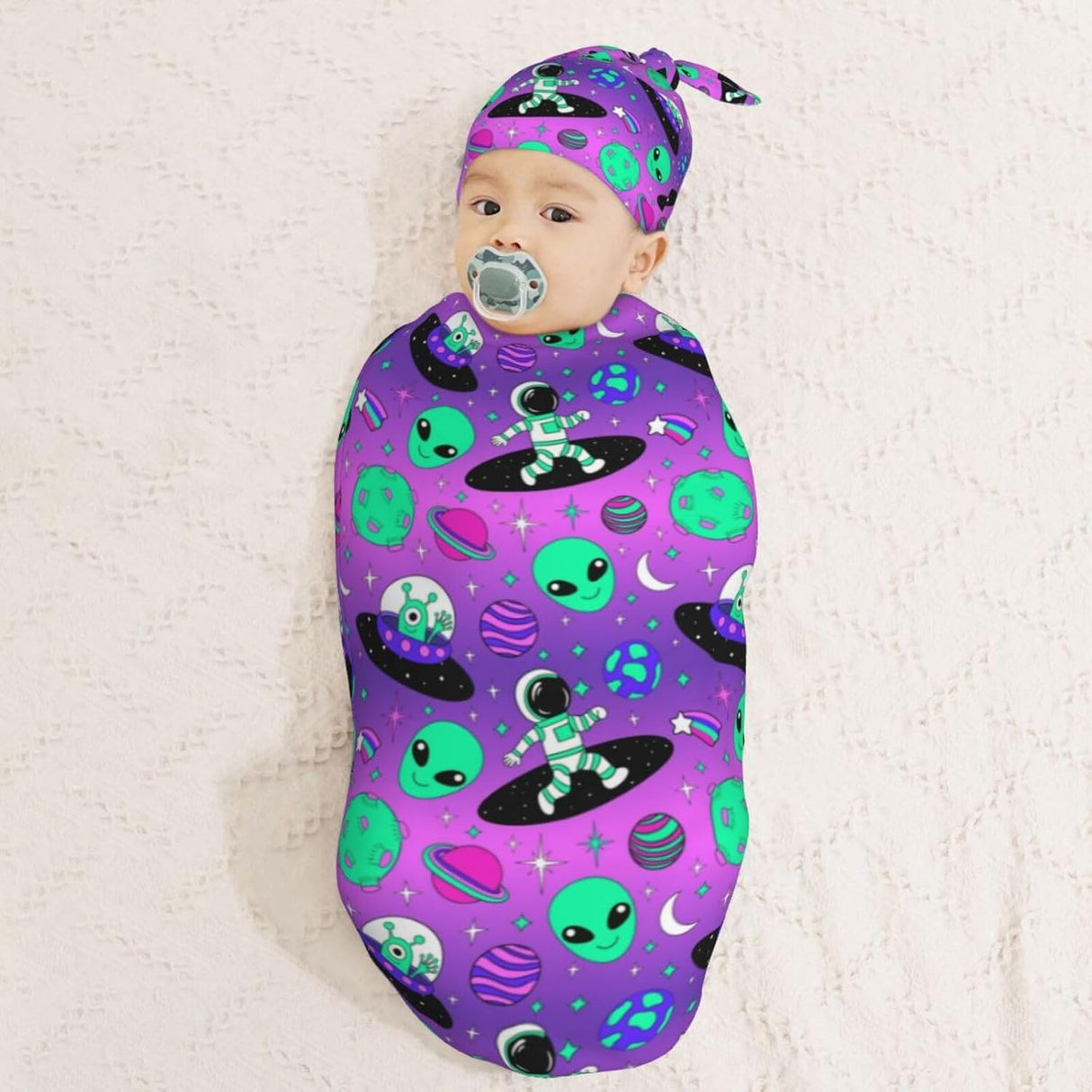 Manta de Envueltas para Bebés Astronautas y Alienígenas, Suave