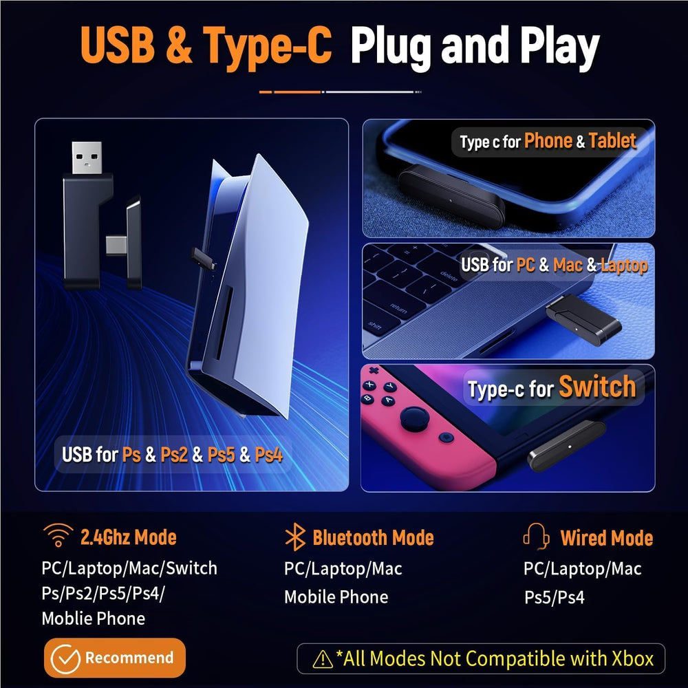 Auriculares Gaming Inalámbricos 2.4GHz - Pérdida Cero, 40H