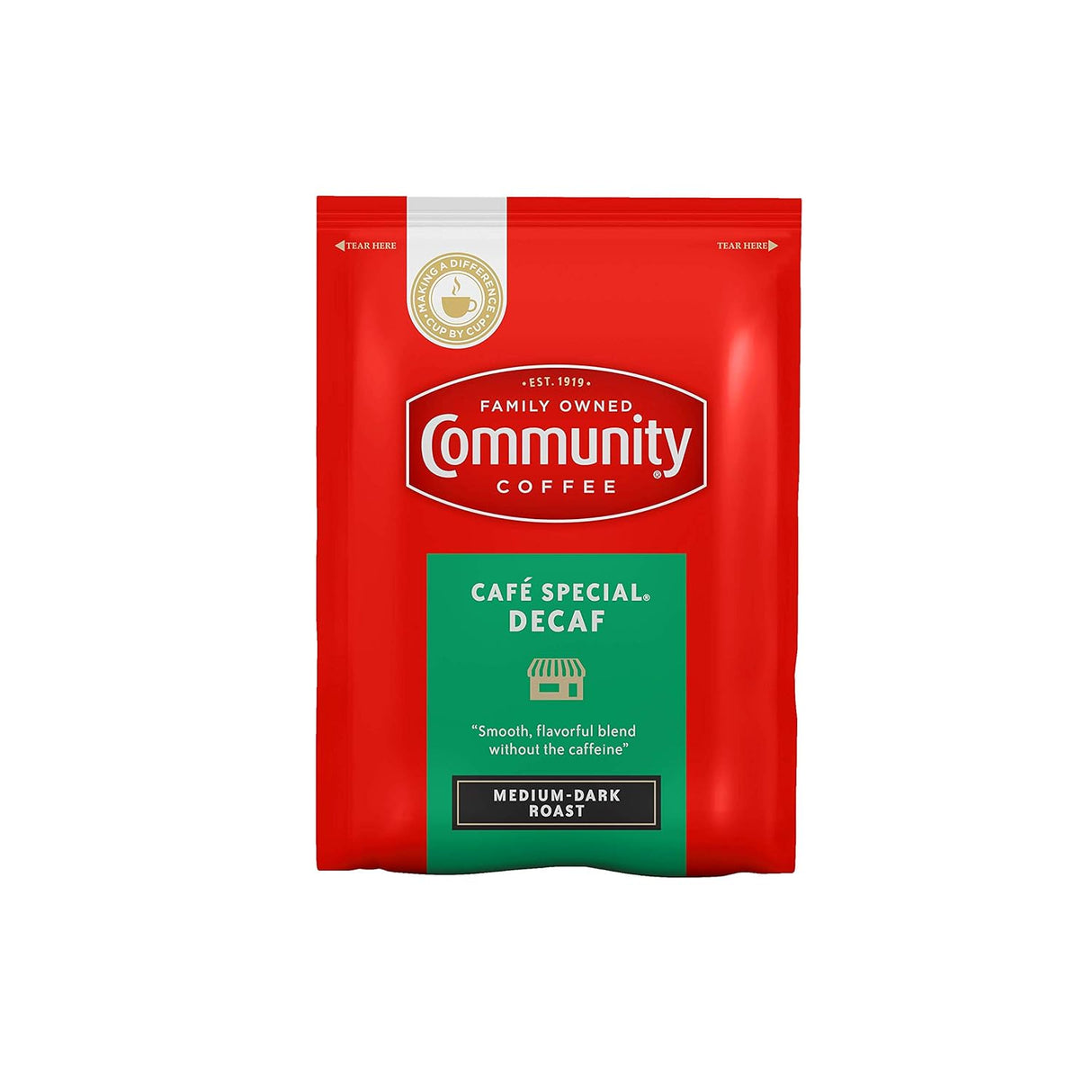 Café Decaf Community Coffee, Tostado Medio Oscuro, 20 Paquetes