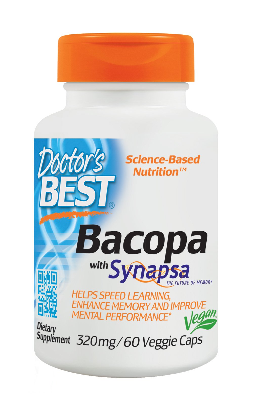 Doctor's Best Bacopa con Synapsa, sin OGM, vegana, 320 mg,