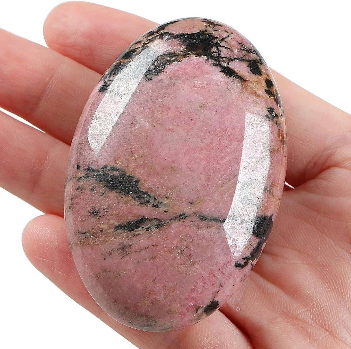 Piedra de palma de Rodonita 2.4" - Efectos calmantes y sanación