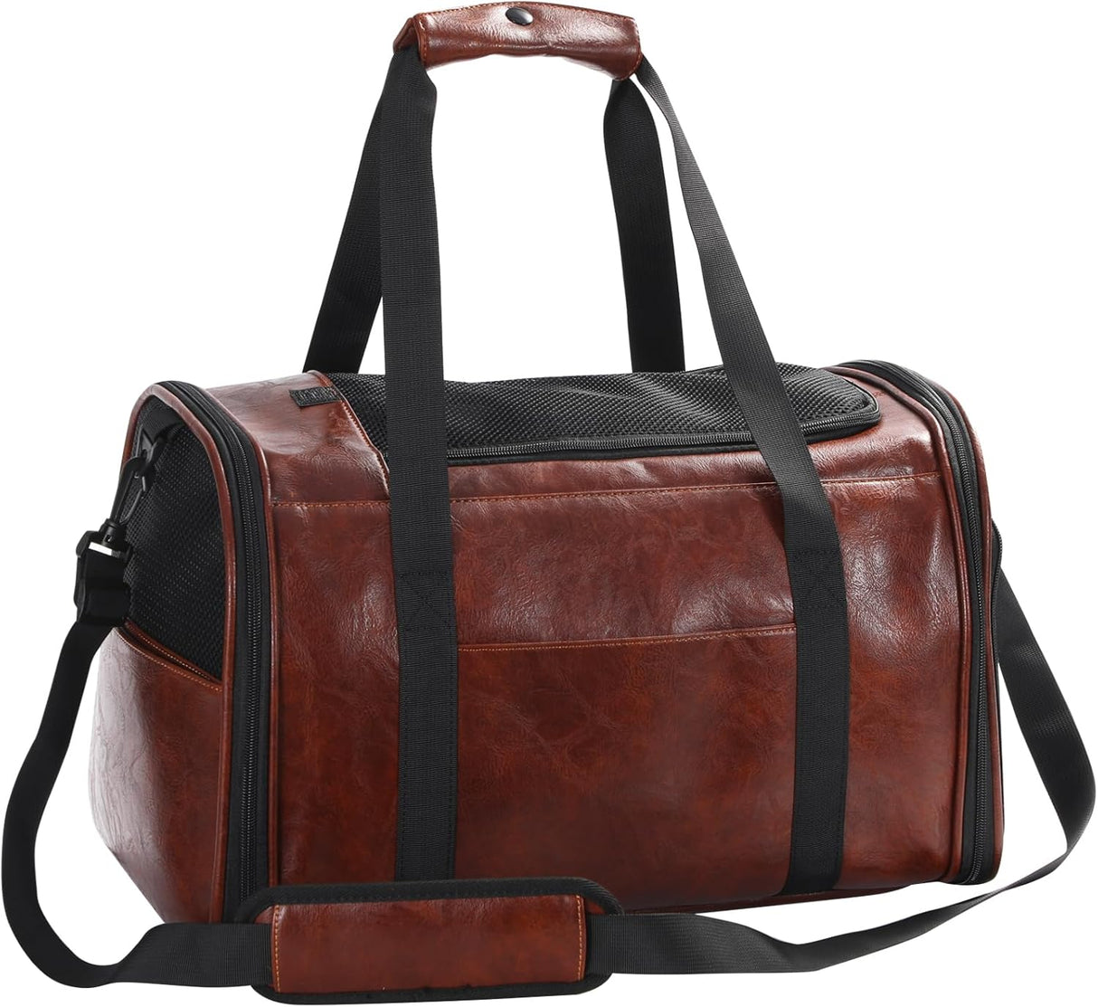 Transportín de Cuero para Mascotas, Aprobado Aerolíneas, 15Lbs