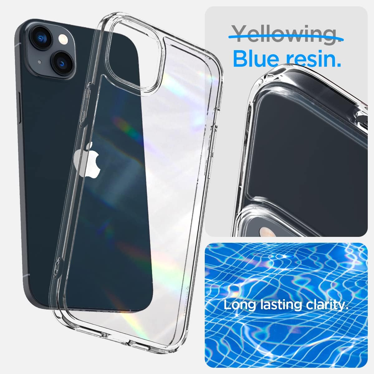 Funda diseñada celular color azul transparente