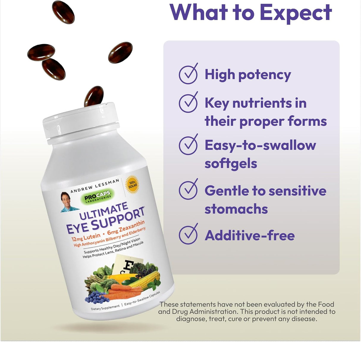 Suplemento Ocular Andrew Lessman - 12mg Luteína, 6mg Zeaxantina