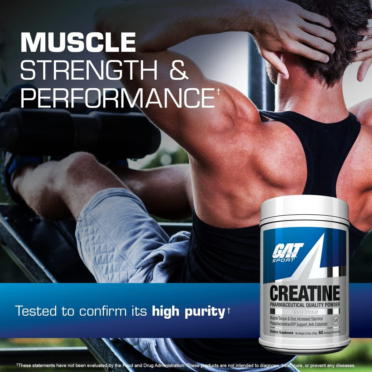 Creatina Monohidrato GAT SPORT 300g, Fuerza, Salud, Resistencia