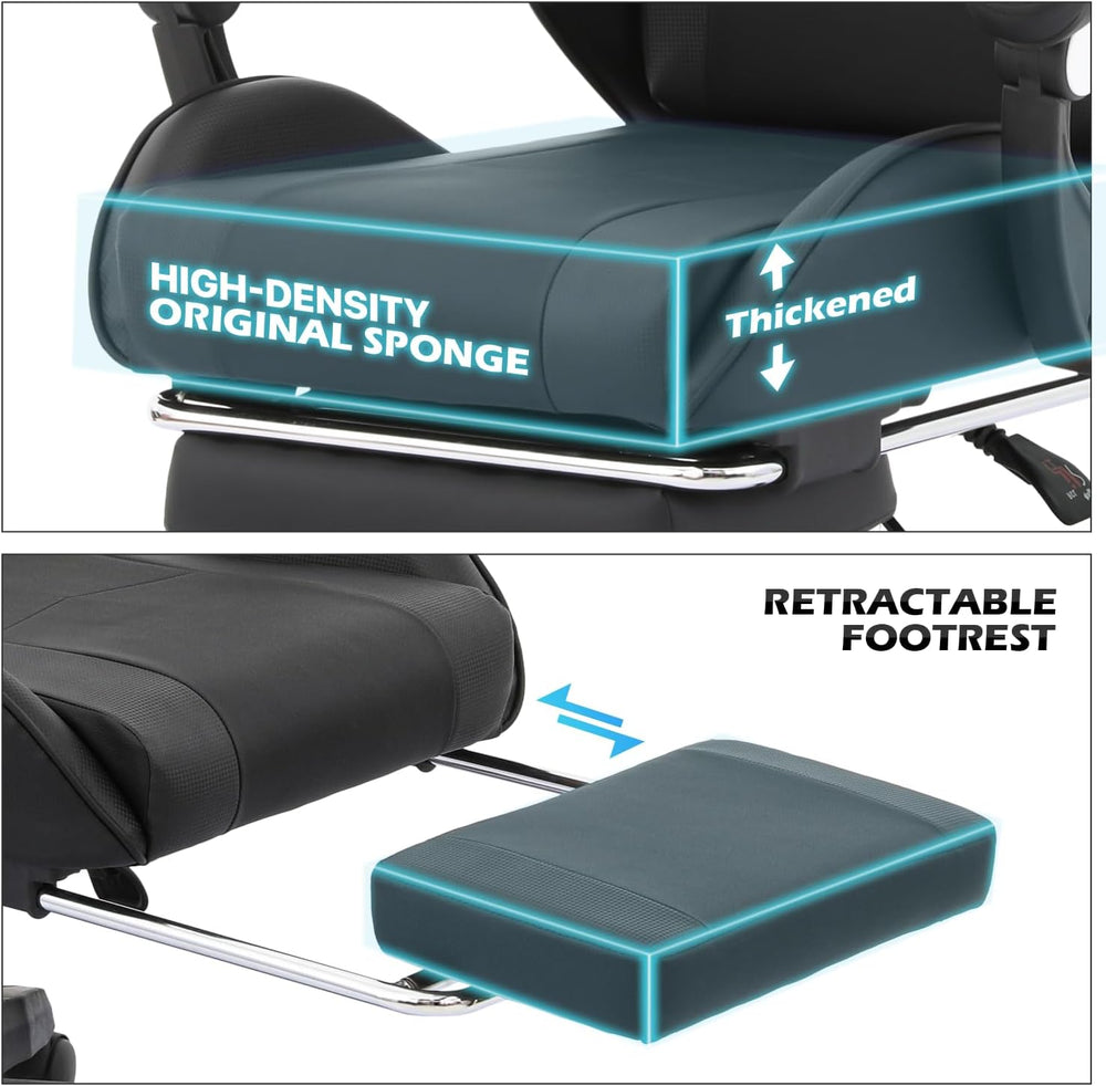 Silla Gamer MoNiBloom Ergonomica con Reposapiés y Soporte Lumbar