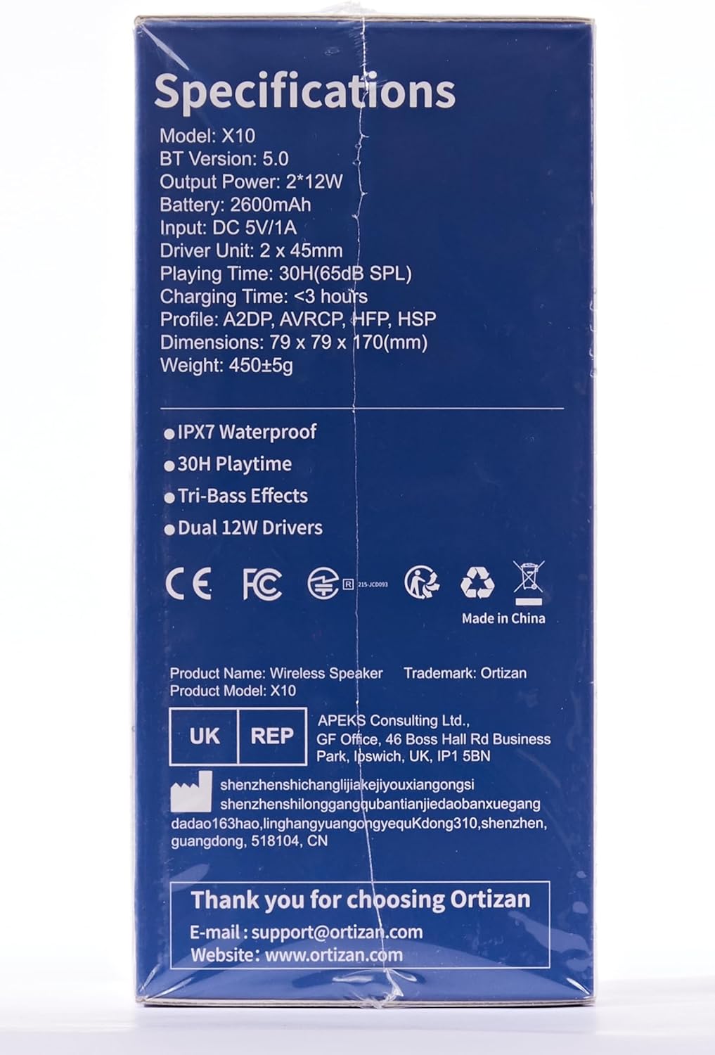 Parlante Bluetooth 5.3 inalámbrico impermeable IPX7 con RGB