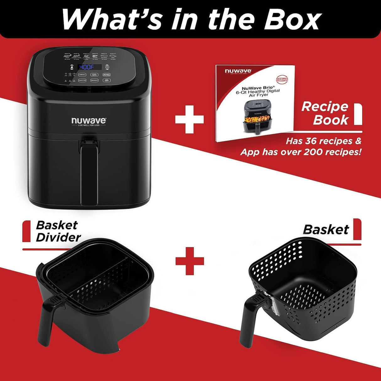 Freidora de aire Nuwave Brio 6 cuartos, digital, 6 funciones