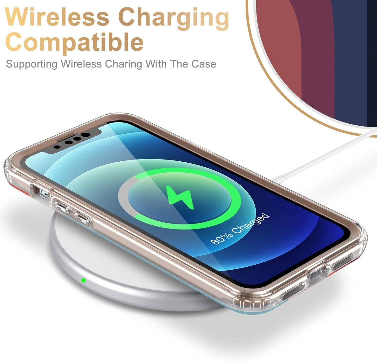 ESDOT Funda para iPhone 12, iPhone 12 Pro con protector de pantalla integrado, funda resistente con diseños de moda para mujeres y niñas, funda protectora para iPhone 12/12 Pro de 6.1 pulgadas, bonito arco iris