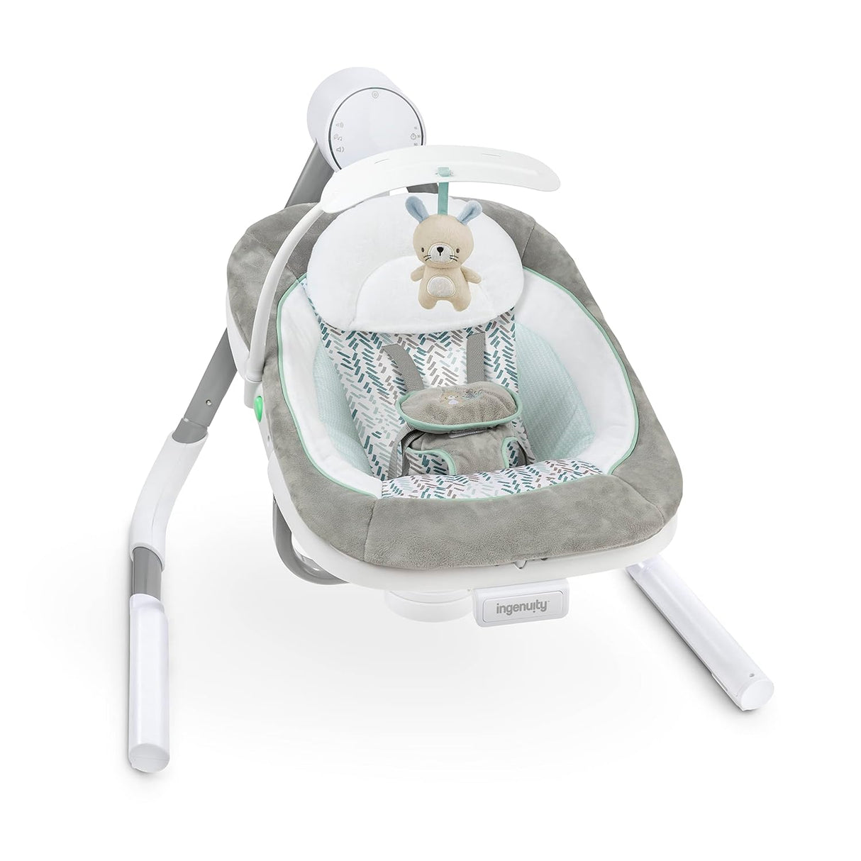 Ingenuity Anyway Sway - Columpio plegable portátil de 5 velocidades y asiento para bebés con vibraciones, sonidos naturales, 0-9 meses, 6-20 libras (pruco)