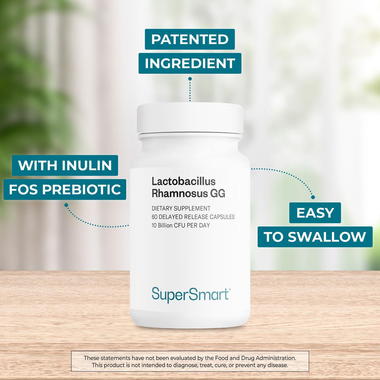 Supersmart Lactobacillus Rhamnosus GG 10B CFU Probiótico Inulina 60C