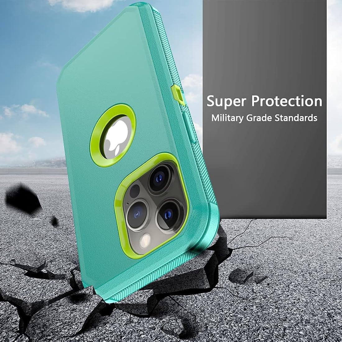 TASHHAR Funda para teléfono iPhone 13 Pro Max, resistente a prueba de golpes, funda protectora con clip para cinturón para Apple iPhone 13 Pro Max 5G 2021 (verde + amarillo)