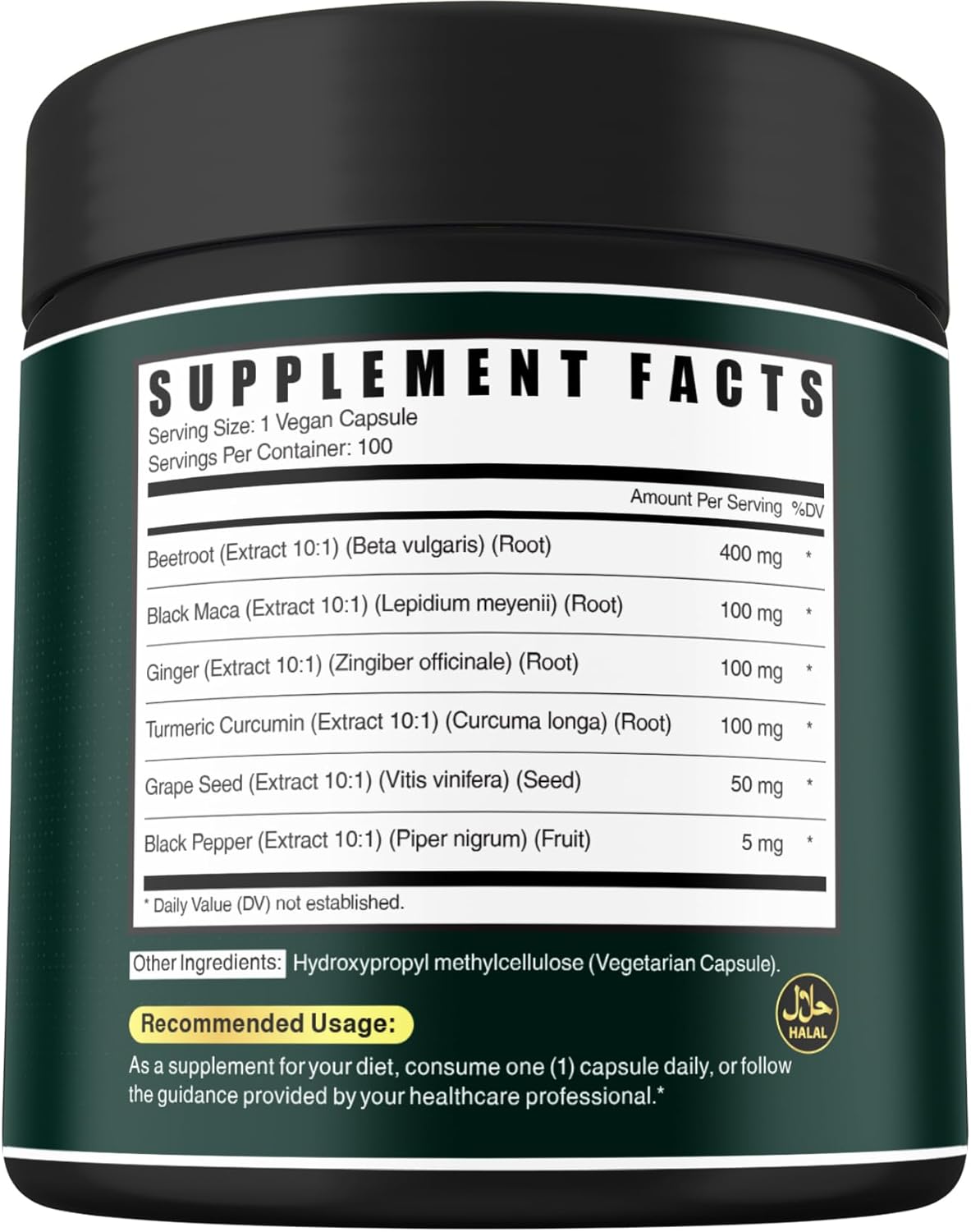 Cápsulas 6en1 Remolacha con Maca, Uva, Jengibre, Cúrcuma y Pimienta Vegan