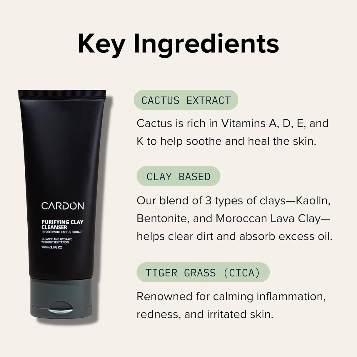 Limpiador Facial Arcilla Cardon, Piel Grasa y Acné, 1 CT