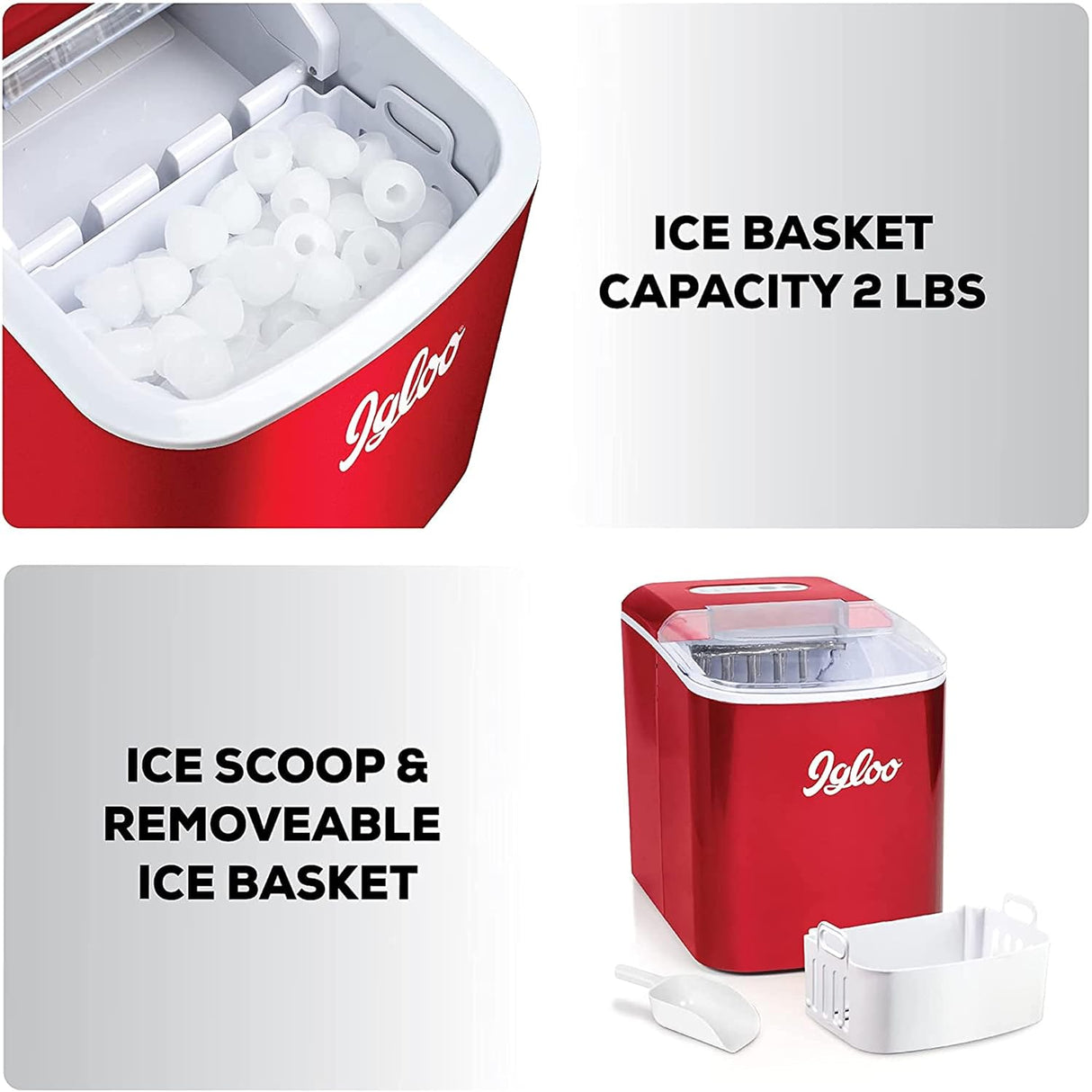 Máquina de Hielo Igloo 26-lb, 9 Cubos en 7 Min, Modelo Automático