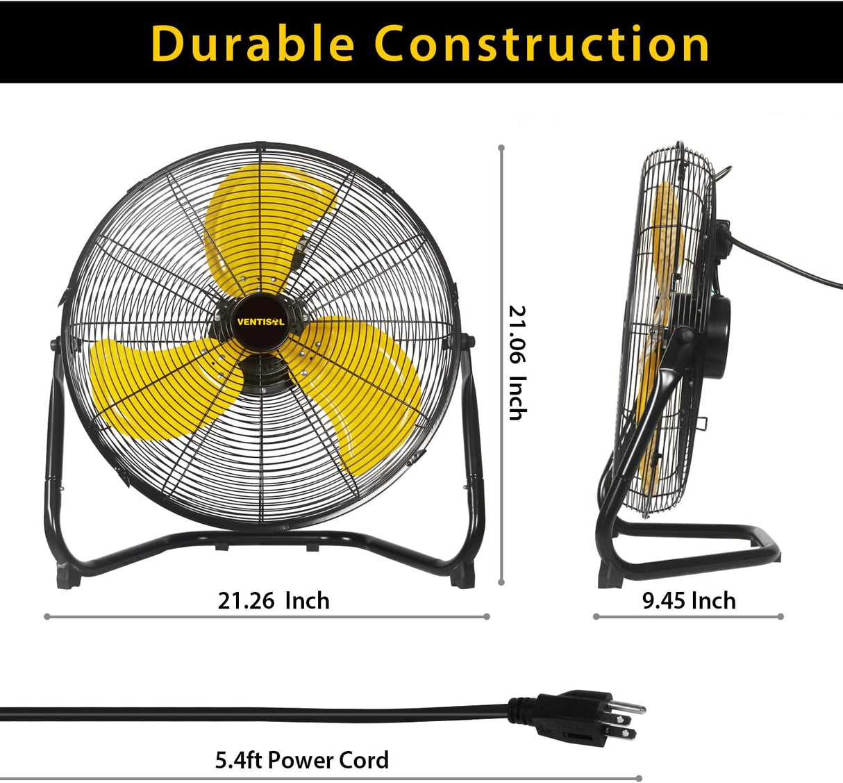 Ventilador de Piso VENTISOL 18 3 Velocidades 4012CFM 360°