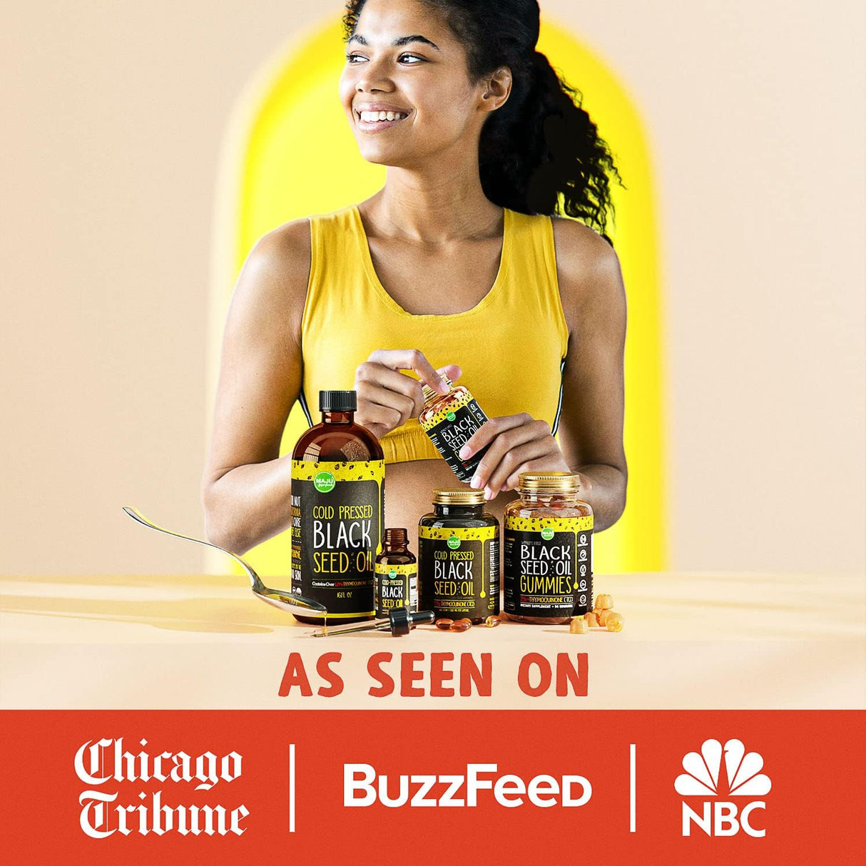 Cápsulas de Aceite de Semilla Negra MAJU, 500mg, 60 Conteo