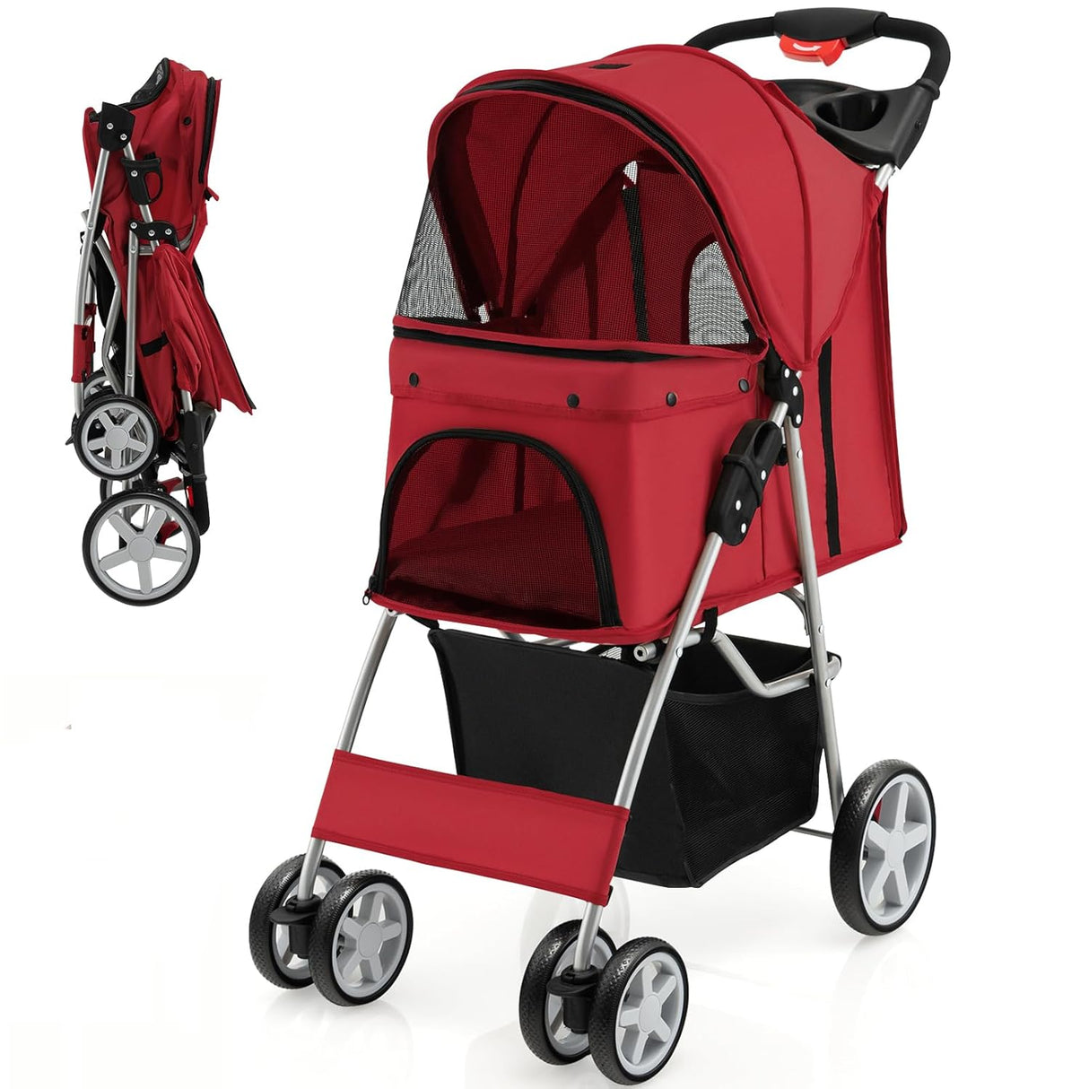 Carrito para Perros Giantex, Plegable, Ruedas Bloqueables, 4 en 1