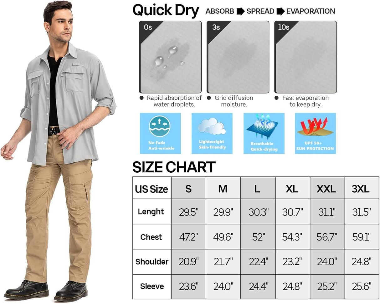Anteef Camisas para hombre manga larga protección UV