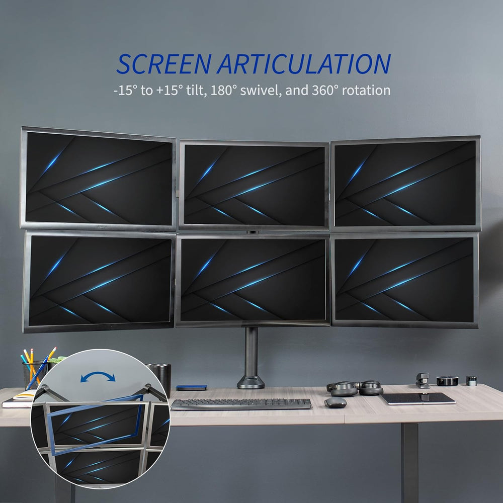 Soporte de Pantalla VIVO para 6 Monitores, Ajustable, STAND-V106A