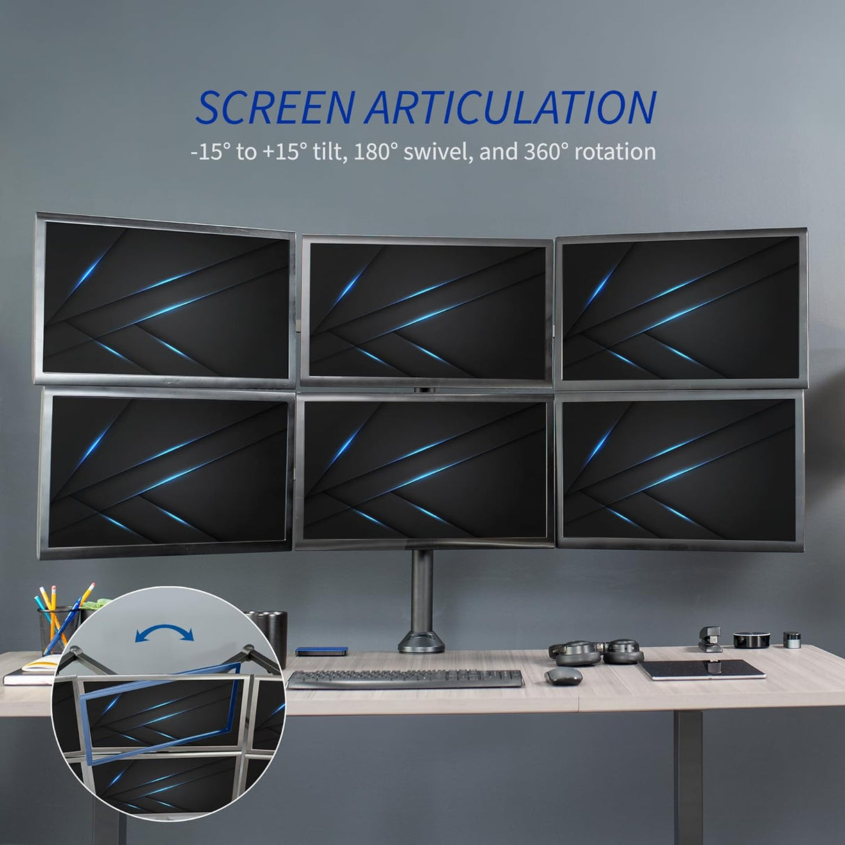 Soporte de Pantalla VIVO para 6 Monitores, Ajustable, STAND-V106A