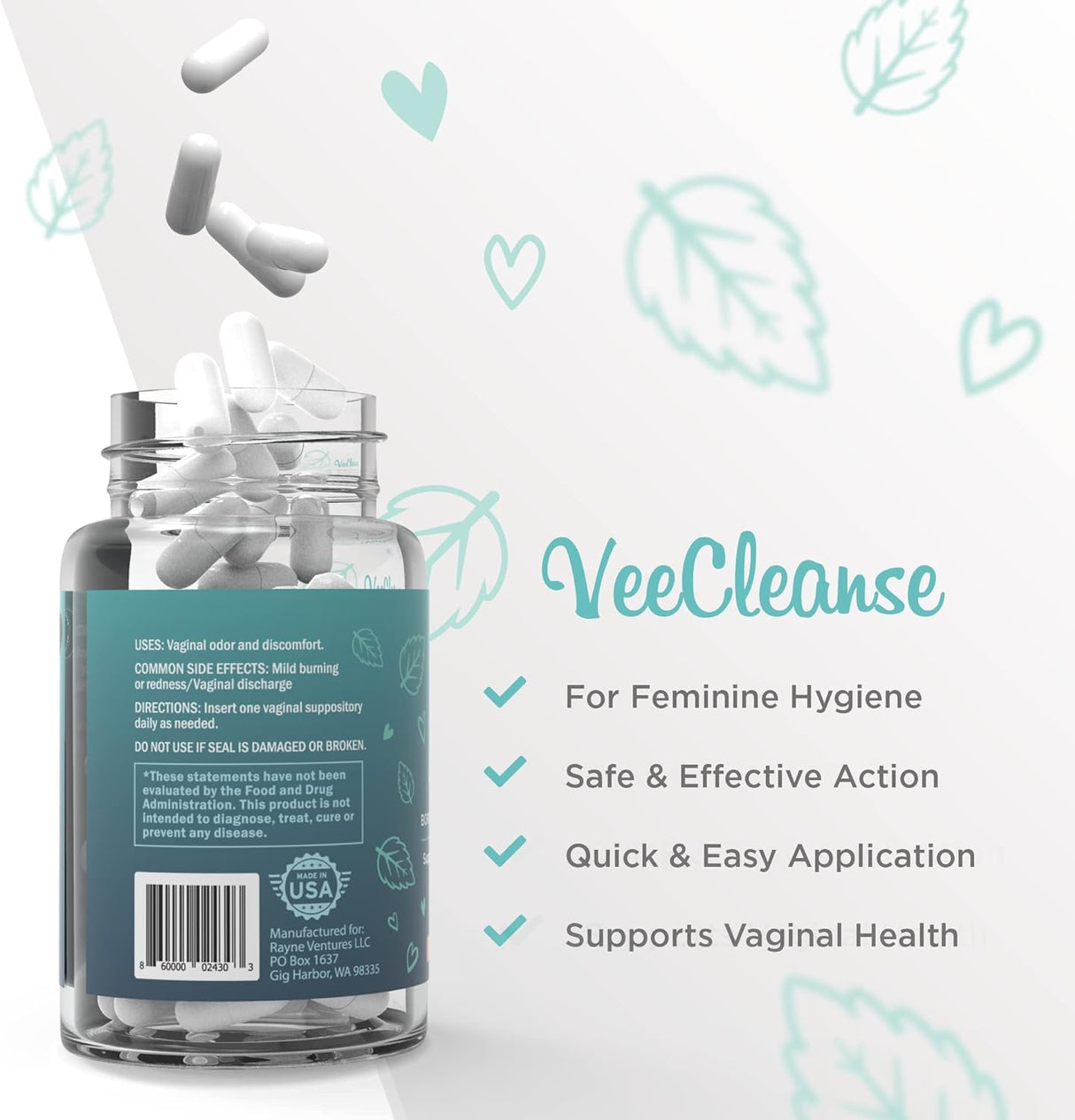 Suplementos Supositorios vaginales de ácido bórico VeeClean