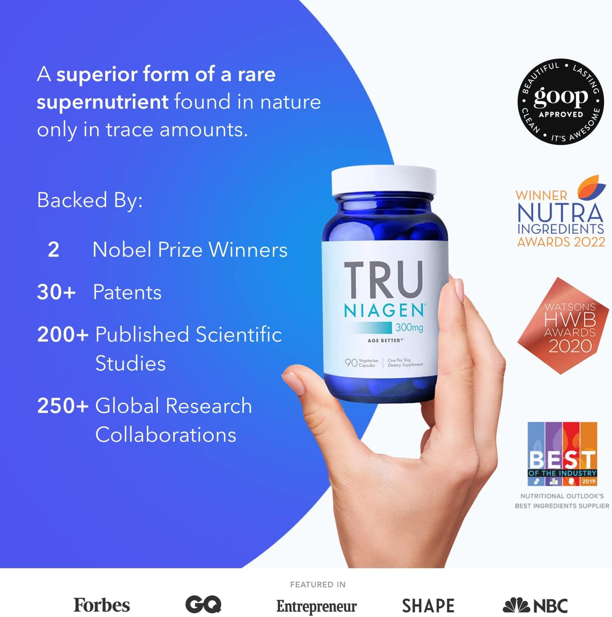 Suplemento de refuerzo patentado NAD+ 300 mg