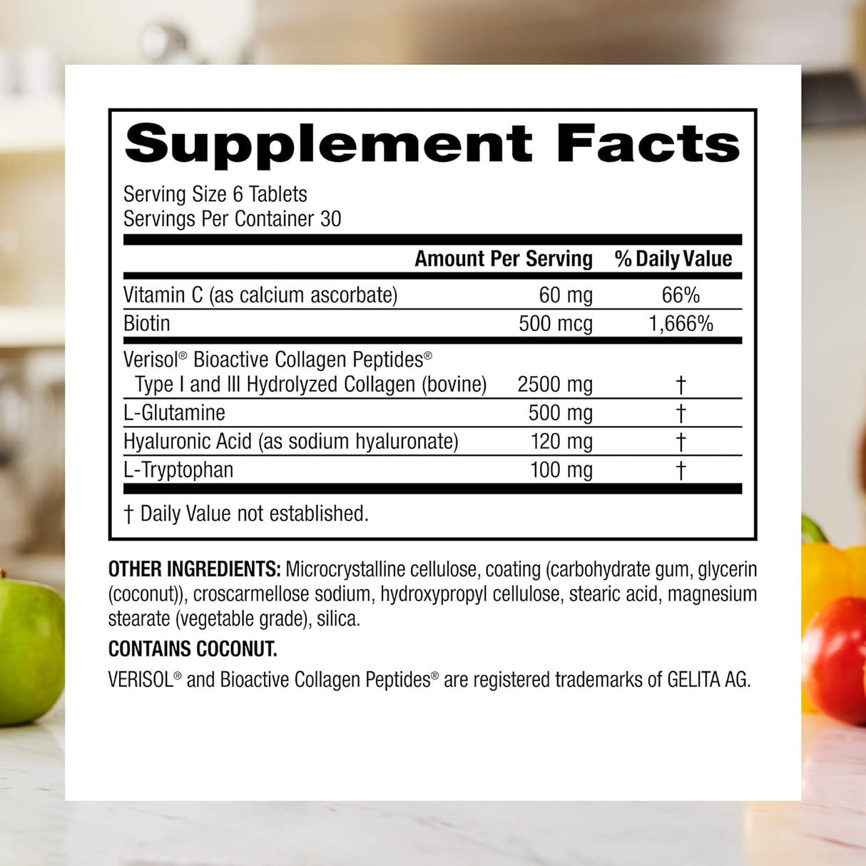 Suplemento Collagen30 con ácido hialurónico péptidos 180 und