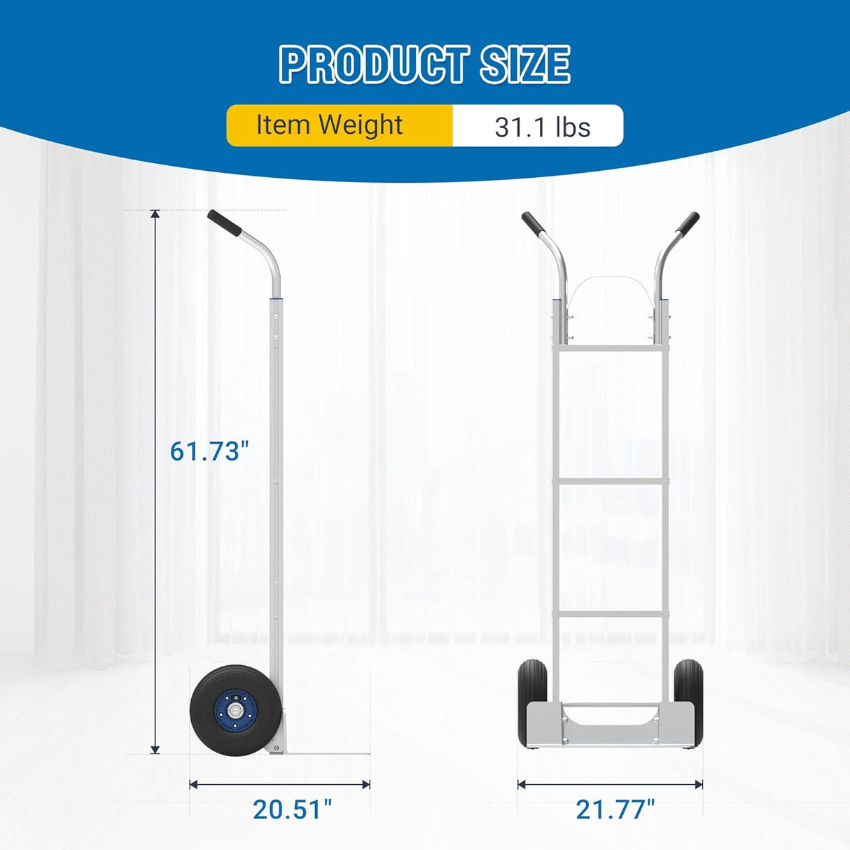 Carretilla de Aluminio HT200C 440 Lbs, Doble Pasamanos, Neumáticos