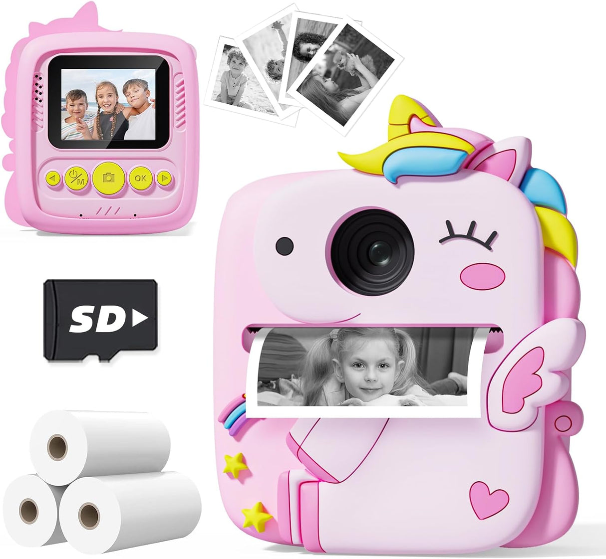 Cámara instantánea para niños, 1080P, con cubierta de silicona