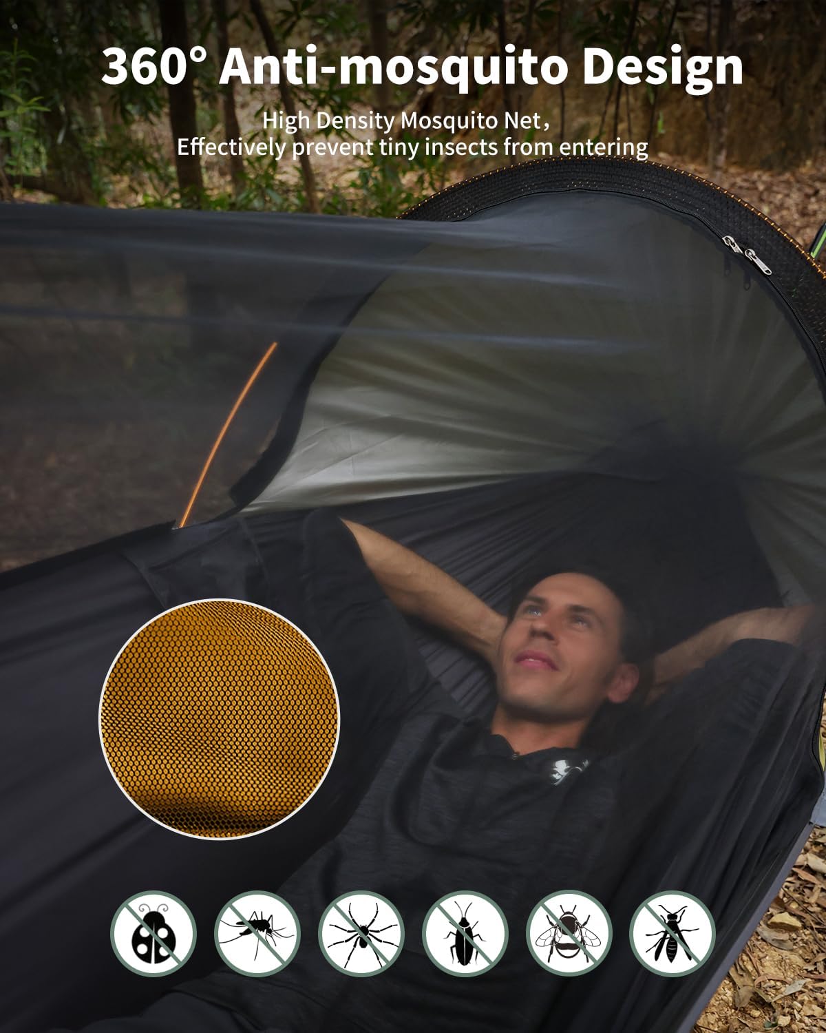 Hamaca de Camping con Mosquitera y Sombra, 4 en 1, Modelo X