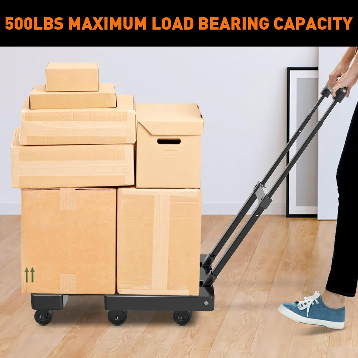 Carretilla Plegable Ronlap, Capacidad 500lbs, 6 Ruedas, Modelo