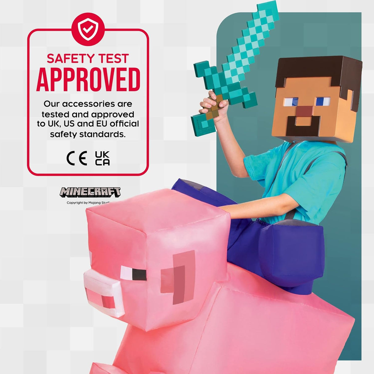 Disfraz Inflable de Cerdo para Niños, Minecraft, Talla 7-8