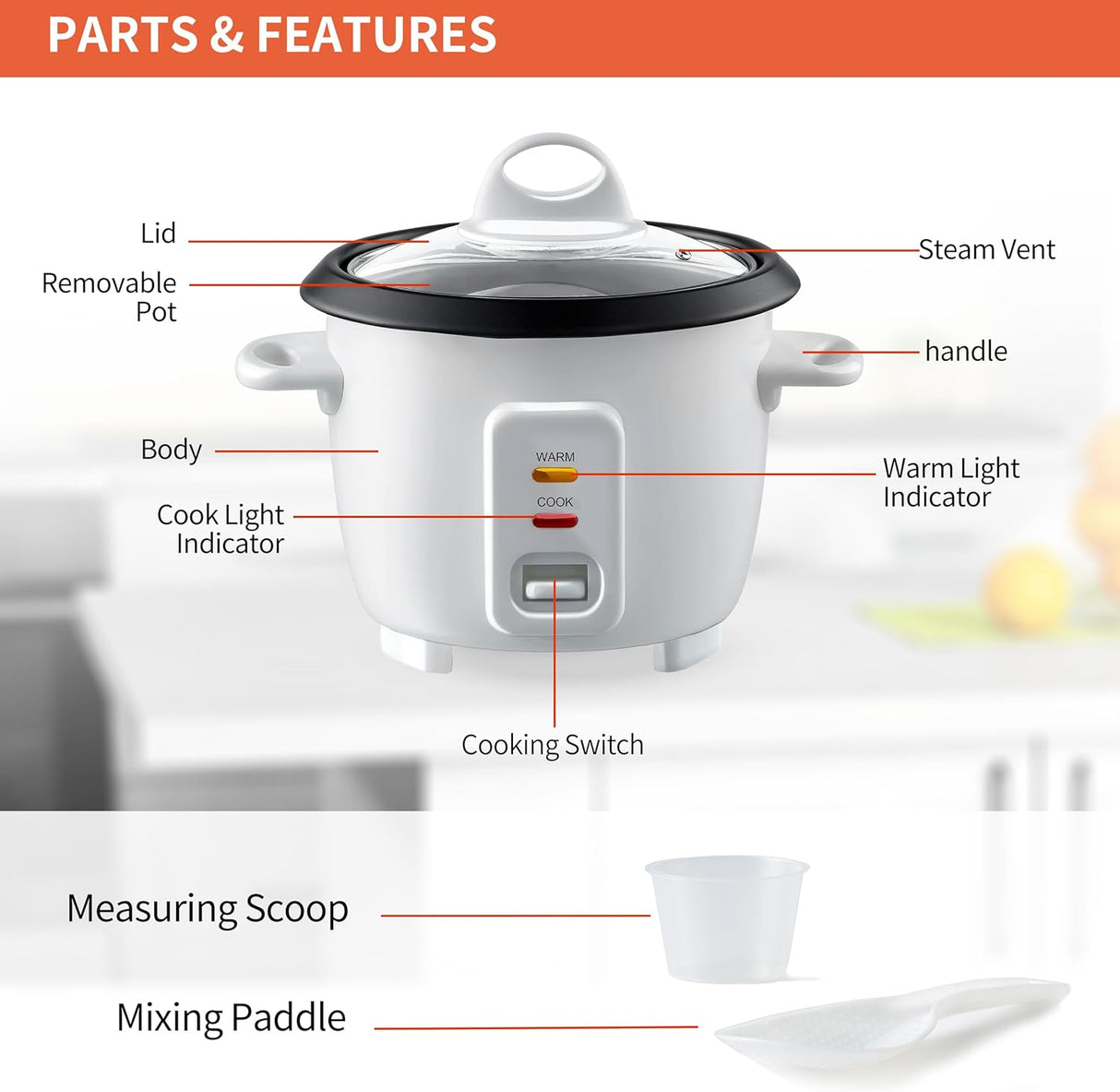 Arrocera Mini Mishcdea 2 Tazas, Vaporera, Antiadherente, 2 Cups