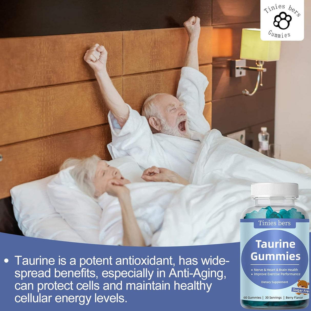 Gomitas de taurina de 1000 mg, sin azúcar para adultos