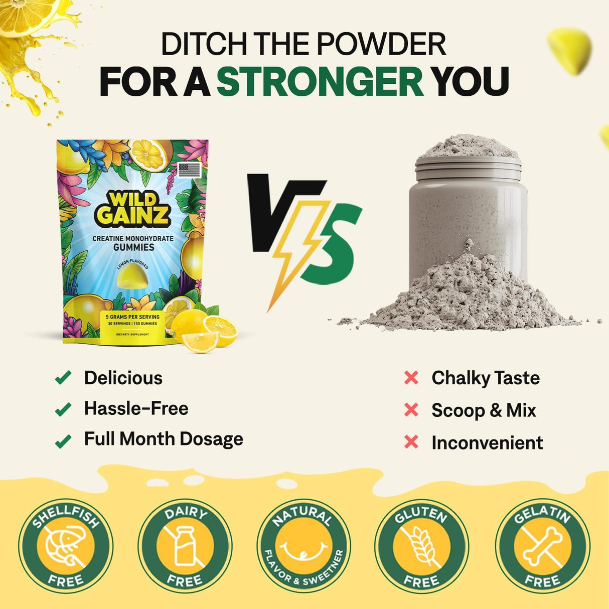 Gomitas de Creatina Monohidrato 5000mg, Vegan, USA, 150 unidades