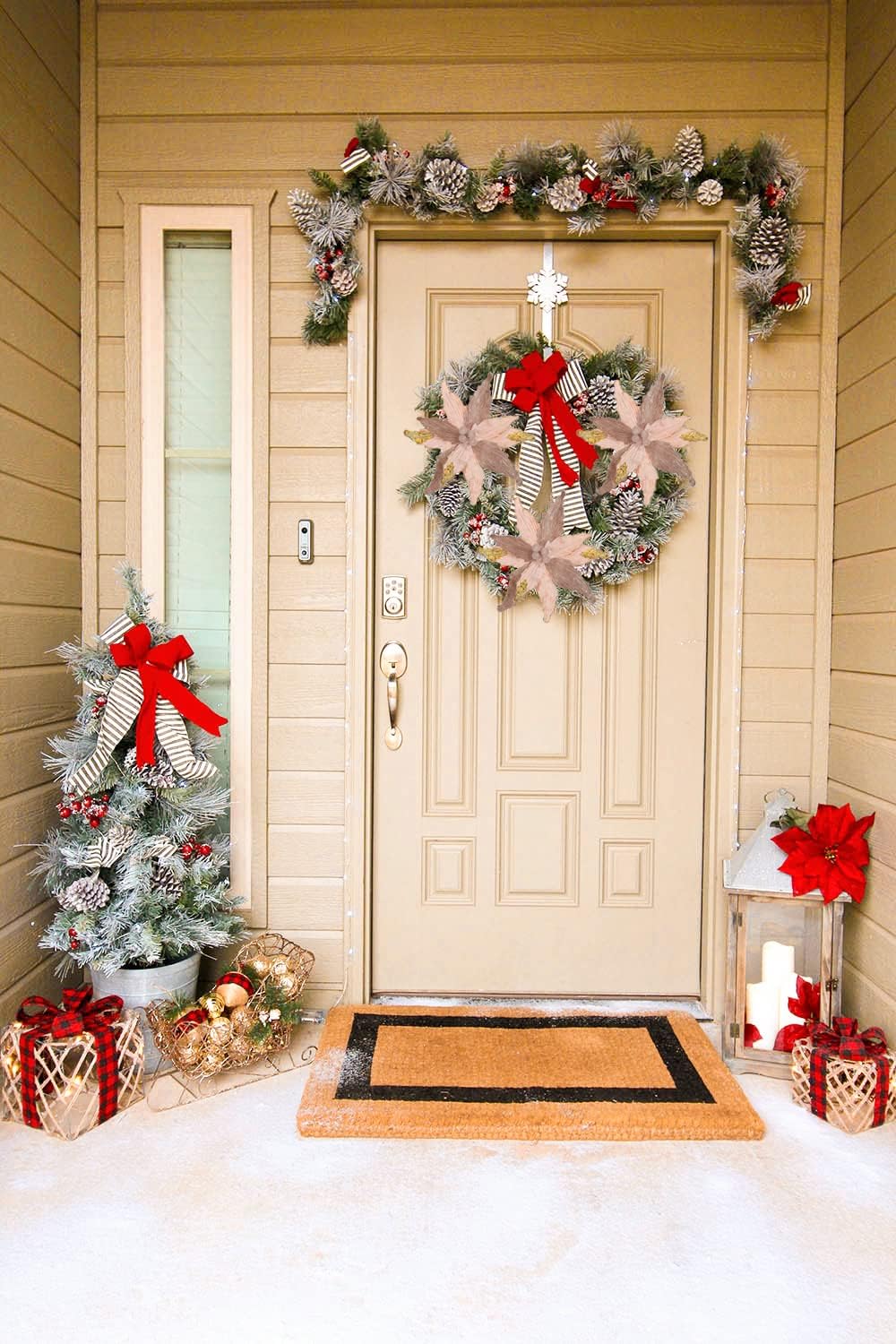 Flores Poinsettia Briful 12'' Artificiales para Decoraciones Navideñas