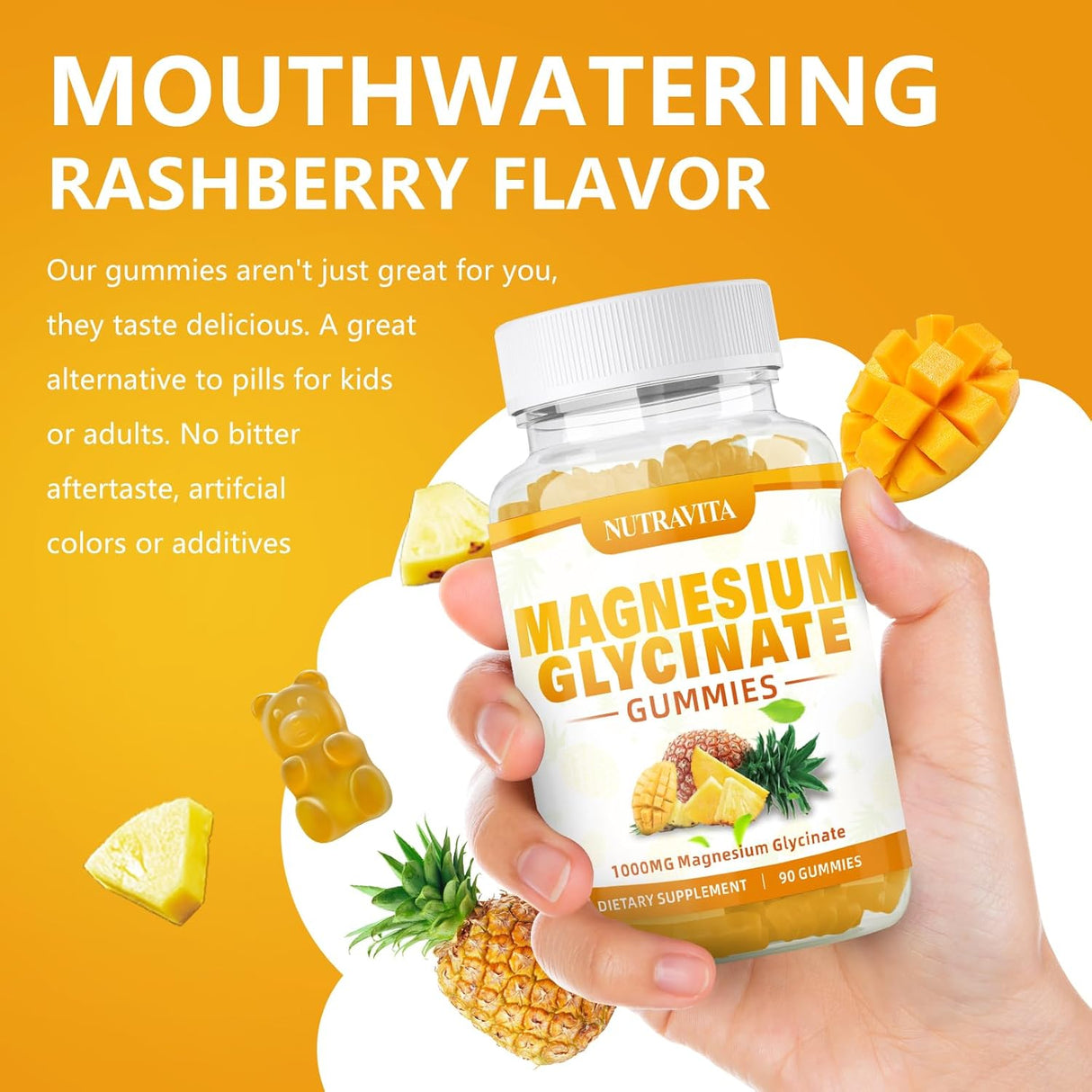 Suplemento de glicinato de magnesio 1000 mg con L-treonato