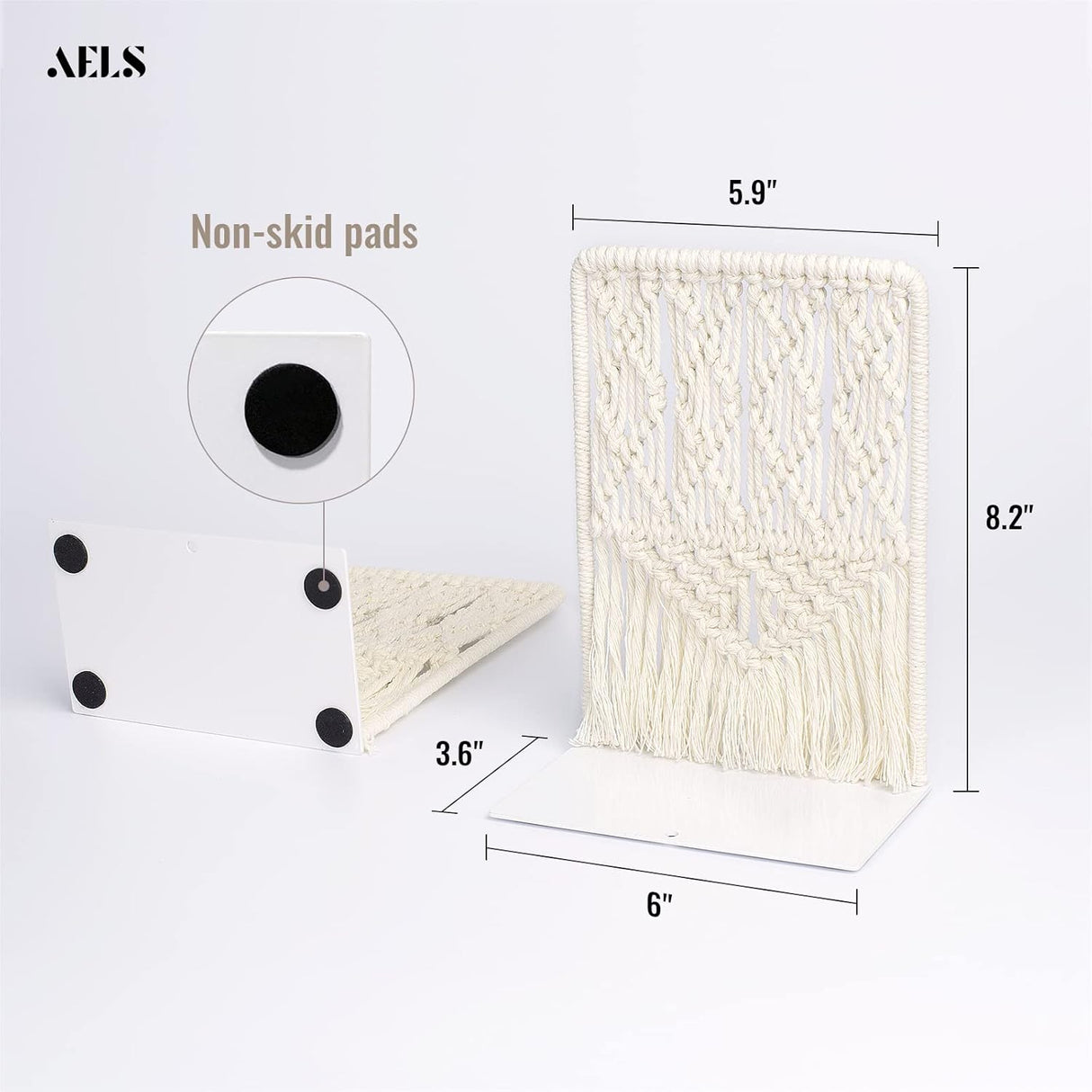 Sujetalibros de macramé bohemio con borlas extremos de metal